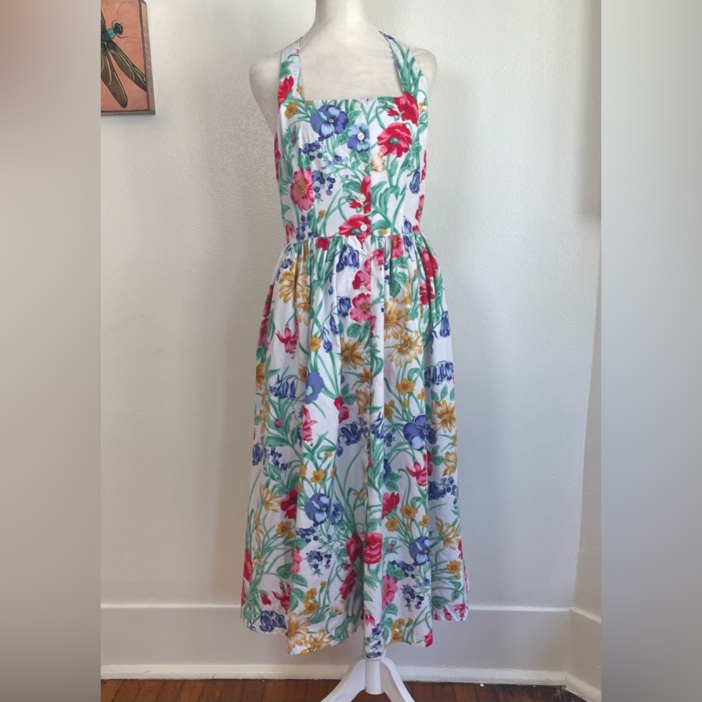 Vintage Floral Halter Dress